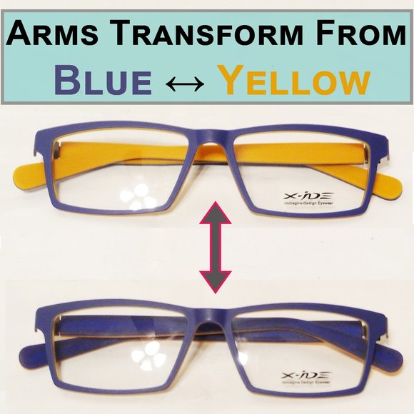 NWT- X-IDE CEDRO Glasses Blue/Yellow Transformable